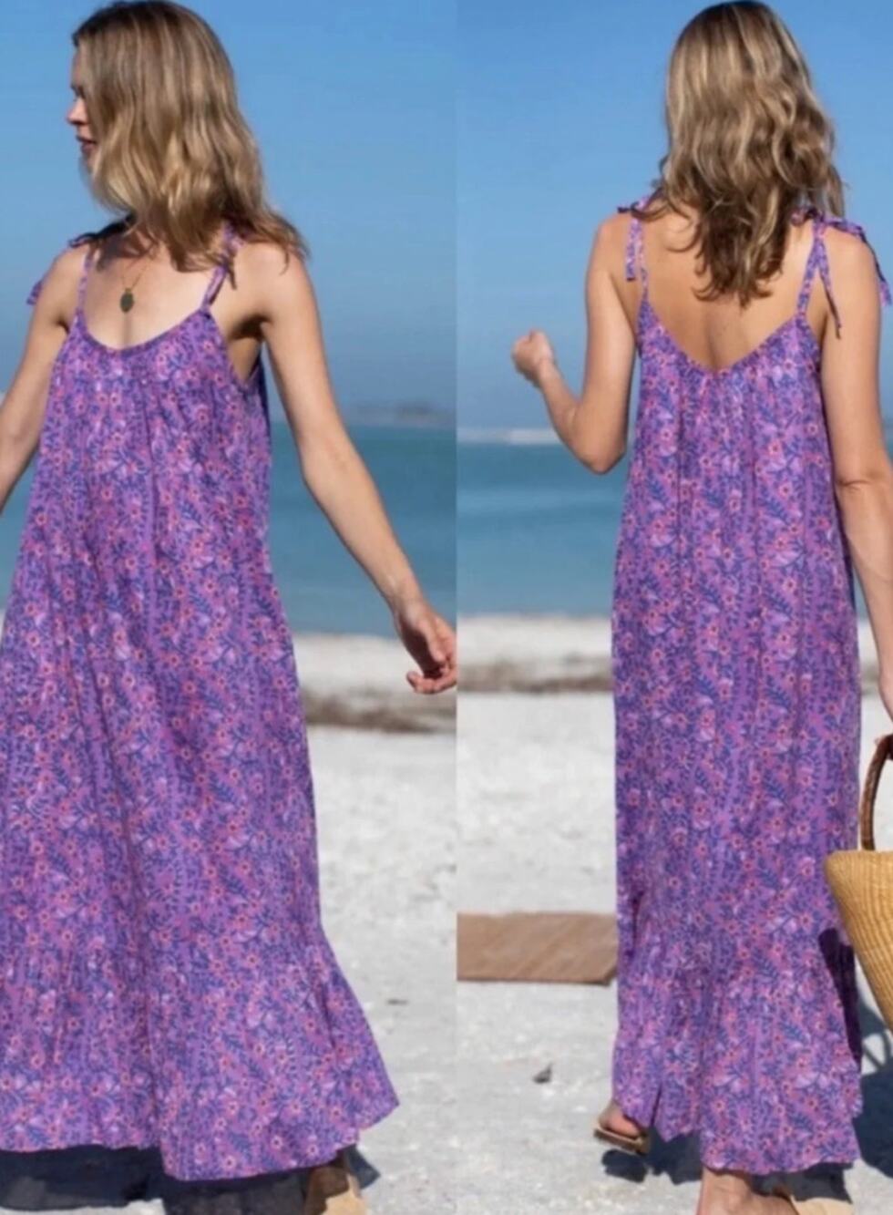 Emerson Fry India Collection Dress India Midi in Violet Wildflower Floral